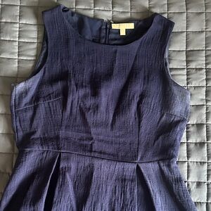 Banana Republic Sleeveless Textured Navy Fit-and-Flare Peplum Top Size 10